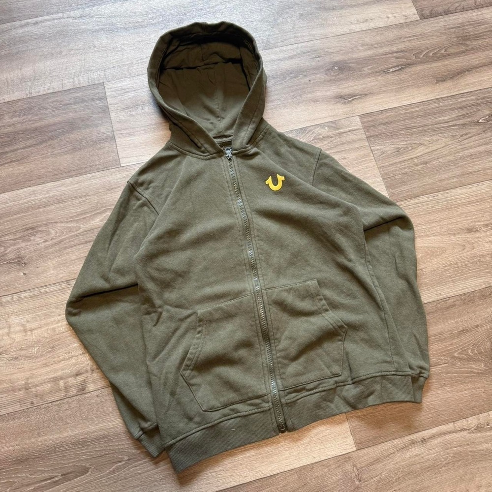True Religion green zip up hoodie